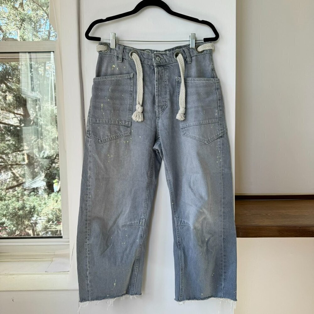 Free People We The Free Moxie Barrel Wide-Leg  Jeans Grey 26